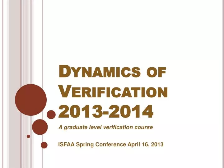 dynamics of verification 2013 2014