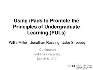 Using iPads to Promote the Principles of Undergraduate Learning (PULs)