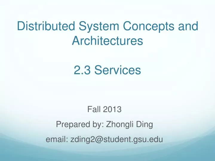 distributed system concepts and architectures 2 3 services