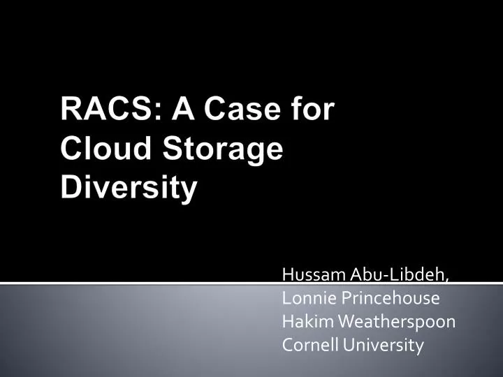 racs a case for cloud storage diversity