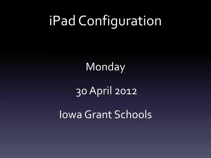 ipad configuration