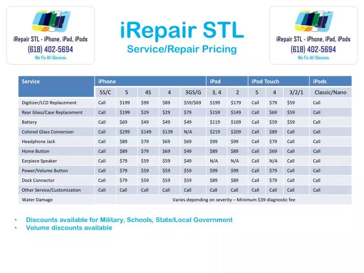 irepair stl service repair pricing