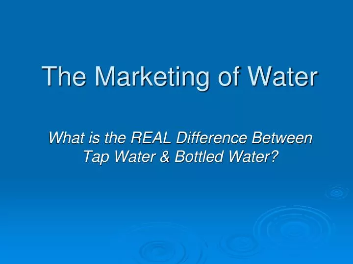 the marketing of water