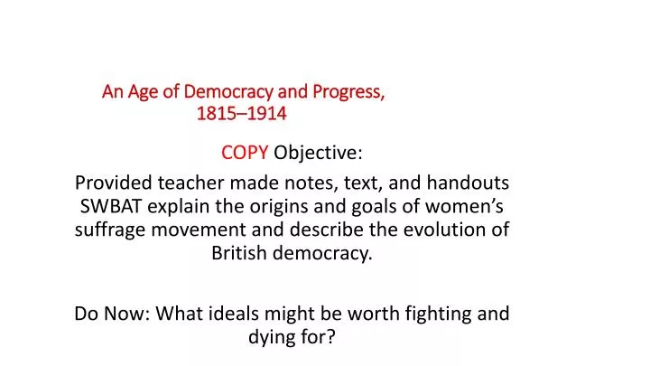 an age of democracy and progress 1815 1914