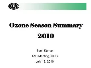 Ozone Season Summary 2010