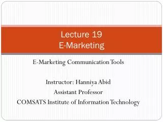 Lecture 19 E-Marketing