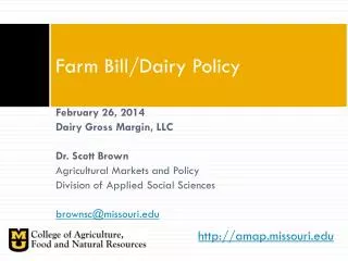 Farm Bill/Dairy Policy
