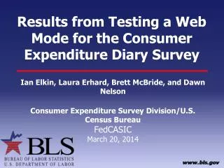 Results from Testing a Web Mode for the Consumer Expenditure Diary Survey