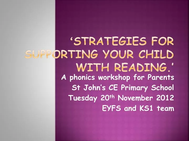 strategies for supporting your child with reading