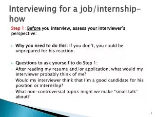 Interviewing for a job/internship-how