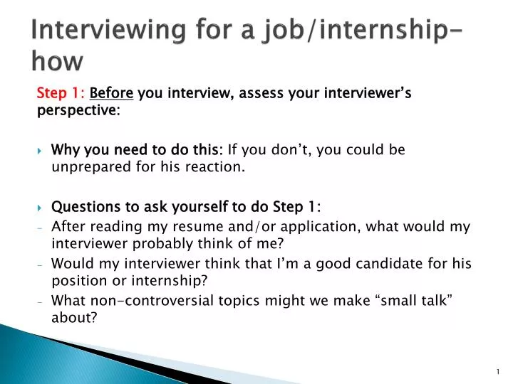 interviewing for a job internship how