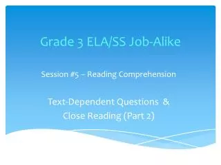 grade 3 ela ss job alike