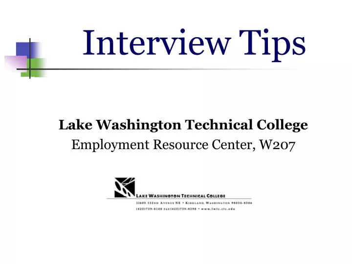 lake washington technical college employment resource center w207