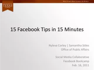 15 Facebook Tips in 15 Minutes