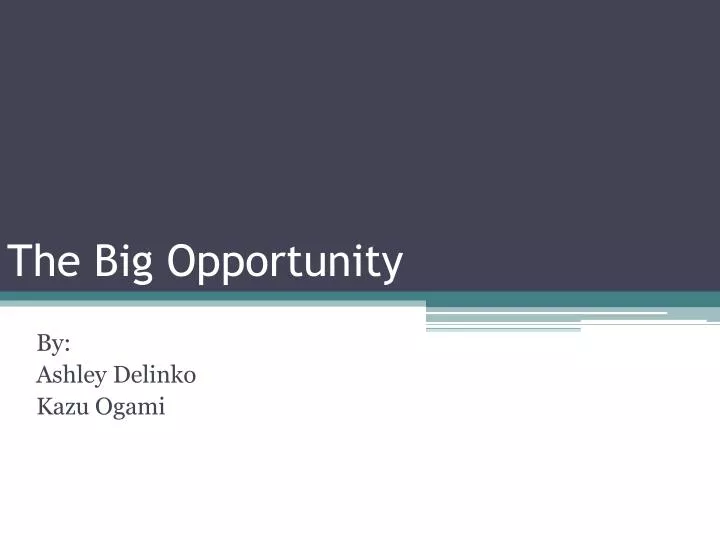 the big opportunity