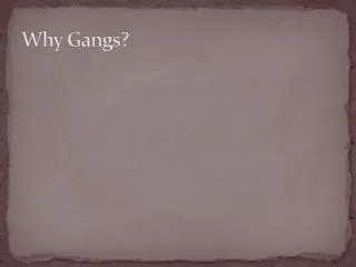 Why Gangs?
