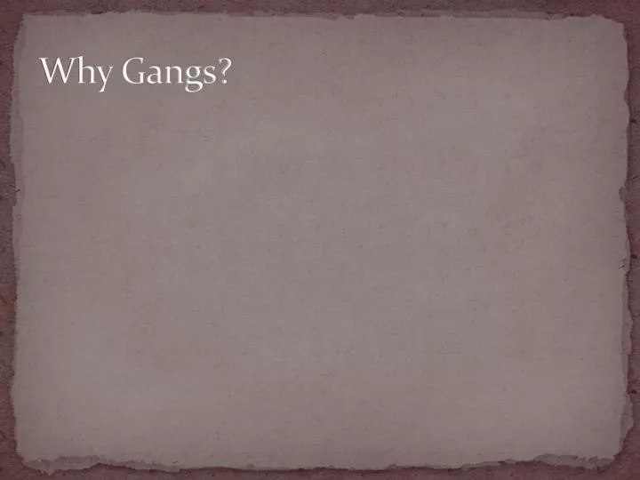why gangs