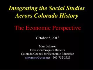 Integrating the Social Studies Across Colorado History