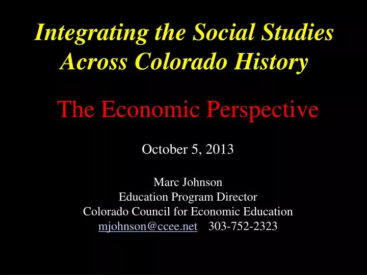 integrating the social studies across colorado history