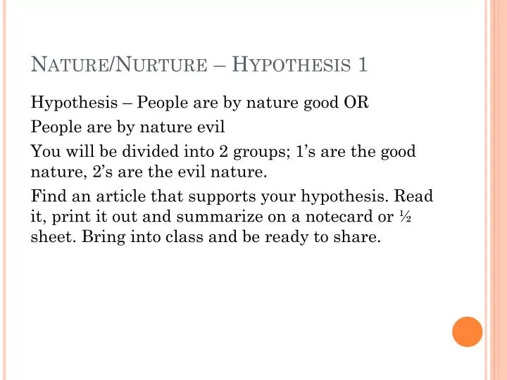 nature nurture hypothesis 1