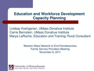 Education and Workforce Development Capacity Planning