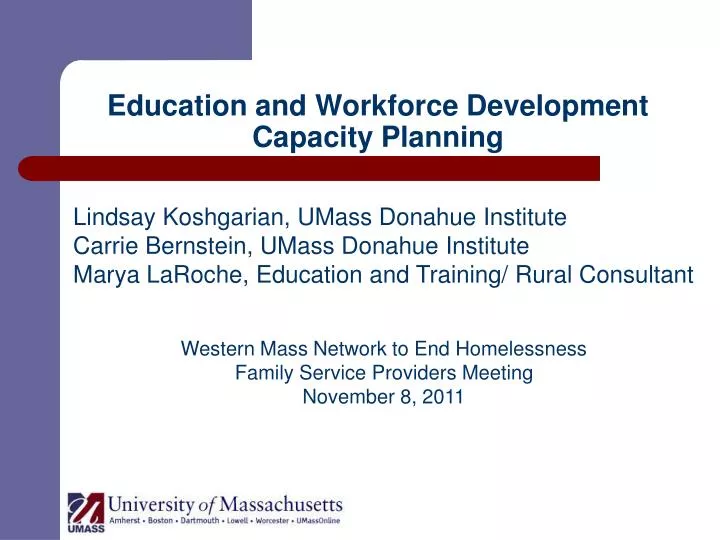 education and workforce development capacity planning