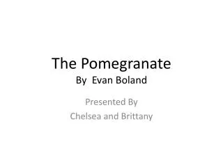 The Pomegranate By Evan Boland