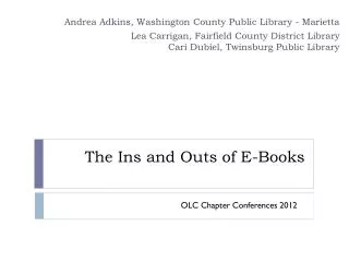 The Ins and Outs of E-Books
