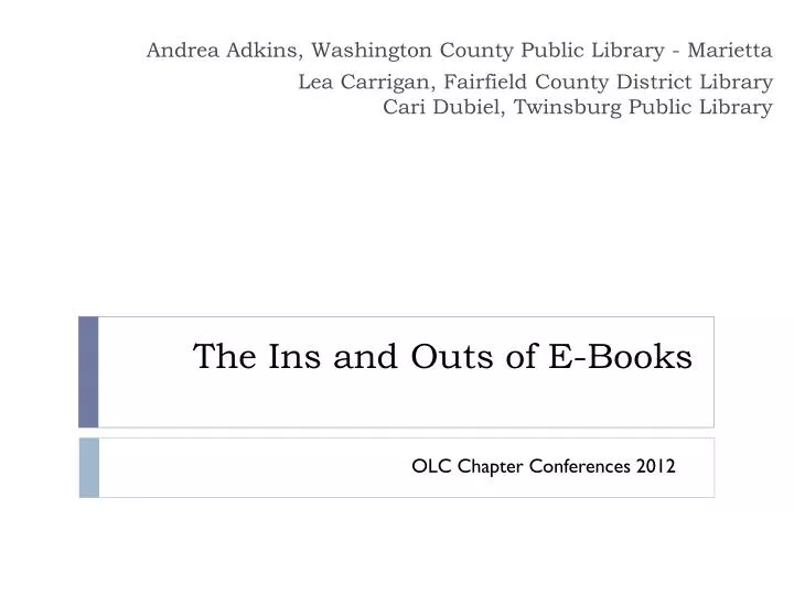 the ins and outs of e books
