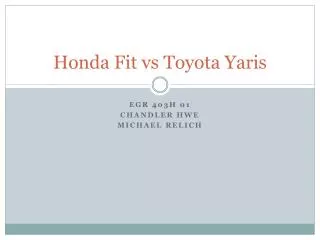 Honda Fit vs Toyota Yaris