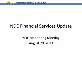 NDE Financial Services Update