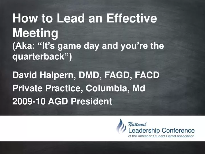 how to lead an effective meeting aka it s game day and you re the quarterback