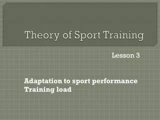 Theory of Sport Training