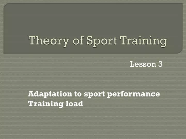 theory of sport training