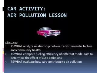 Car Activity: Air Pollution Lesson
