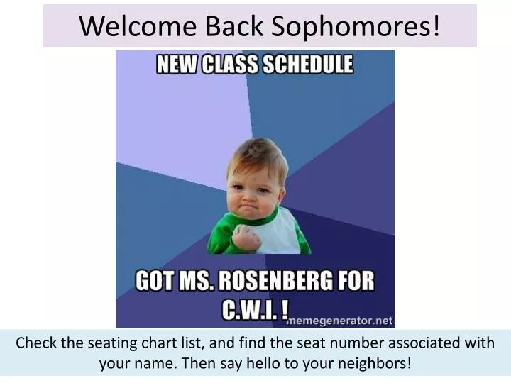 welcome back sophomores