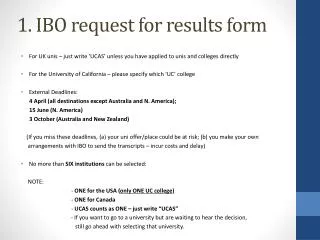 1. IBO request for results form