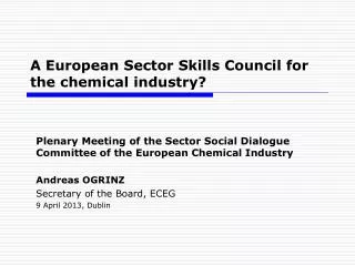 A European Sector Skills Council for the chemical industry?