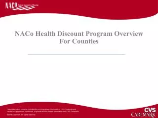 NACo Health Discount Program Overview For Counties