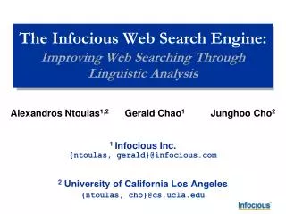 The Infocious Web Search Engine: Improving Web Searching Through Linguistic Analysis