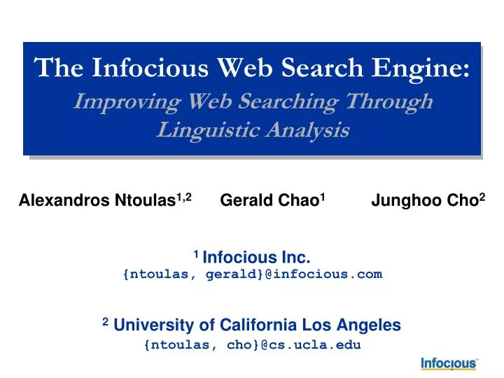 the infocious web search engine improving web searching through linguistic analysis