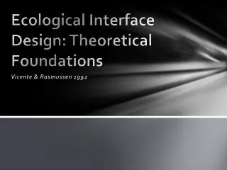 Ecological Interface Design: Theoretical Foundations