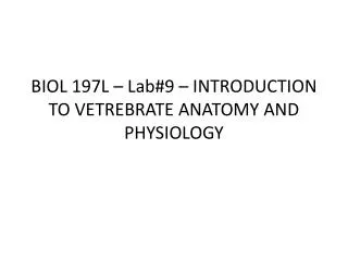 BIOL 197L – Lab#9 – INTRODUCTION TO VETREBRATE ANATOMY AND PHYSIOLOGY