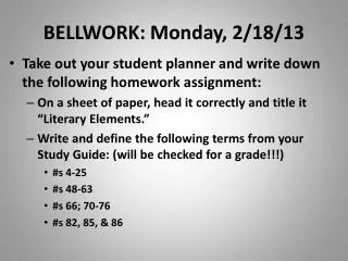 bellwork monday 2 18 13