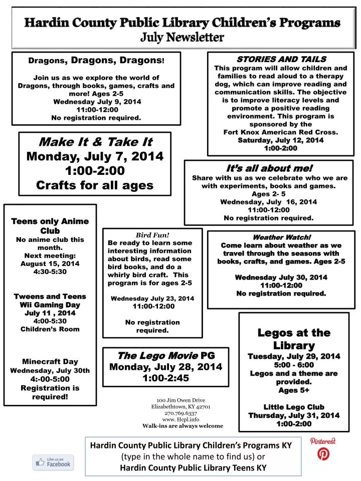 hardin county public library children s programs july newsletter