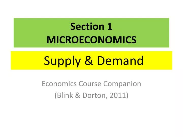 section 1 microeconomics