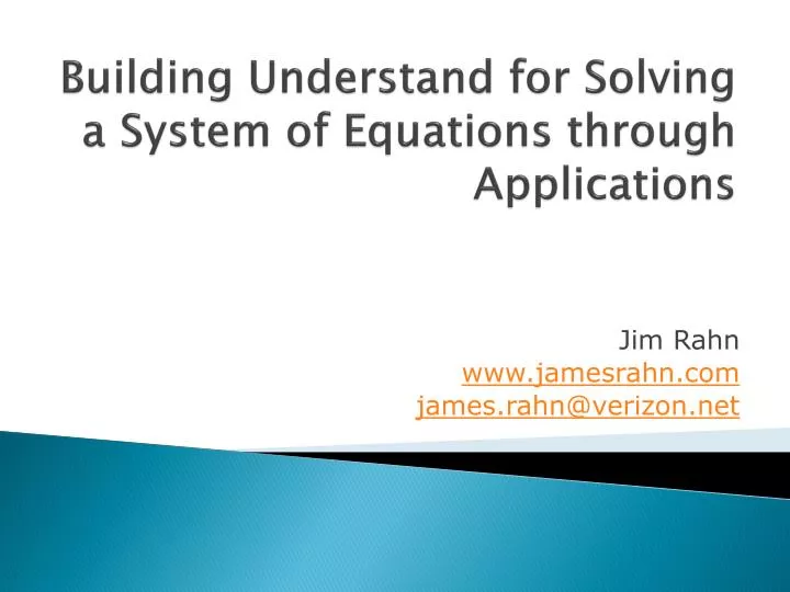 building understand for solving a system of equations through applications