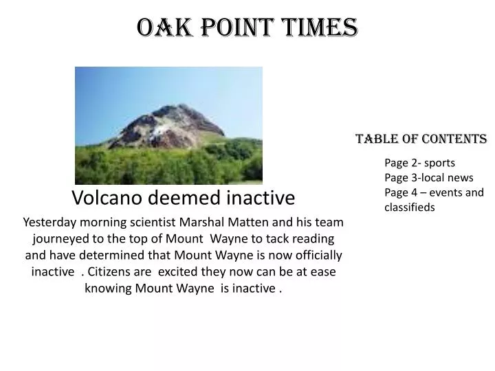 oak point times