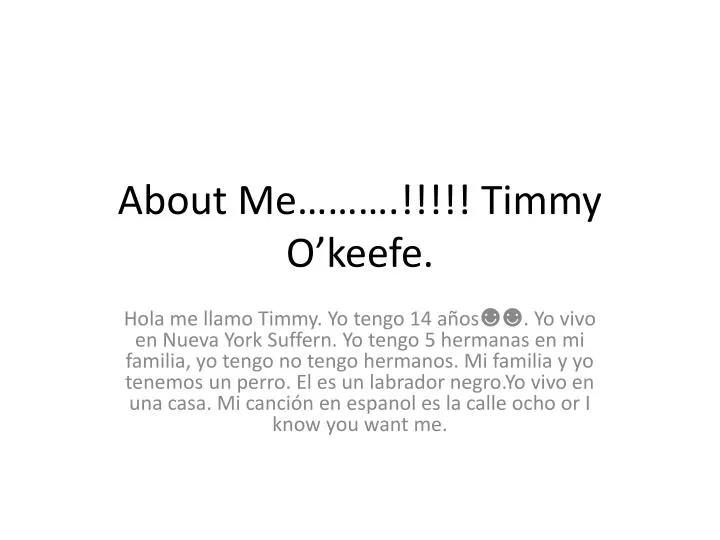 about me timmy o keefe