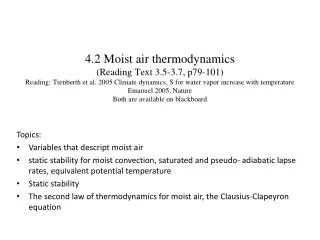 Topics: Variables that descript moist air
